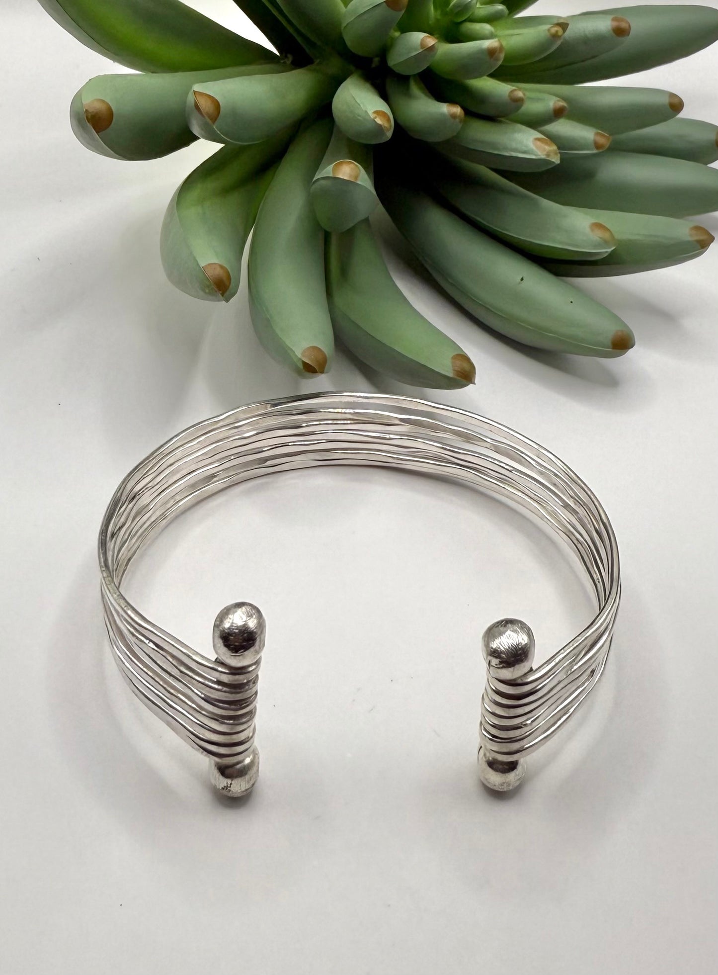 7 Bar Hammered Bracelet - Gold or Silver