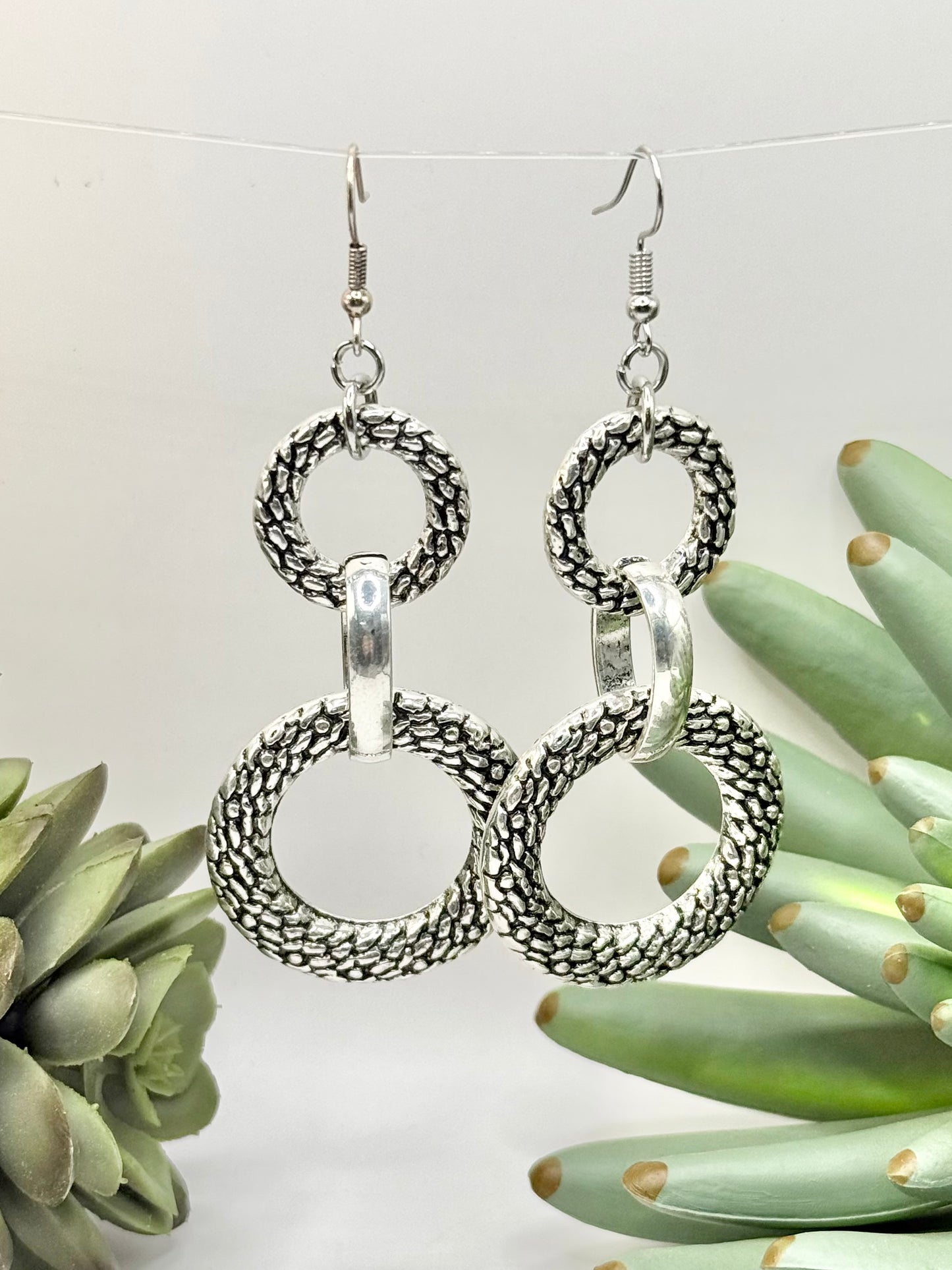 Triple Hoop Textured Earrings