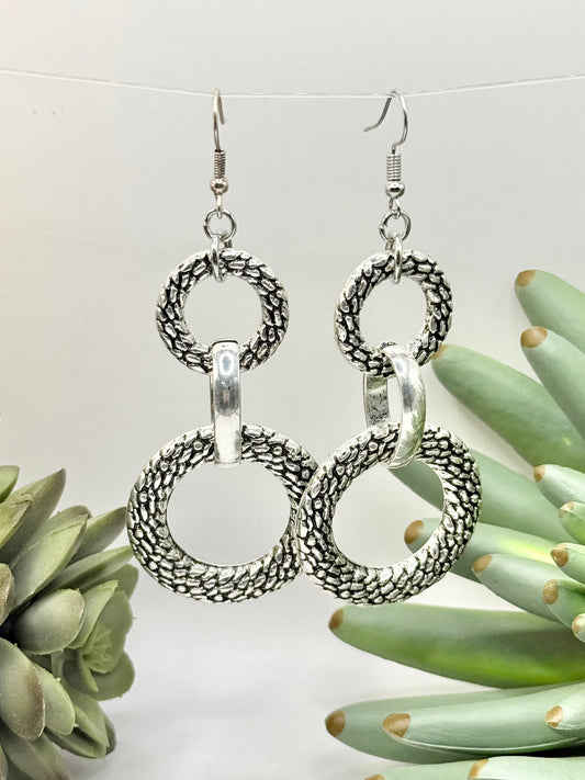 Triple Hoop Textured Earrings