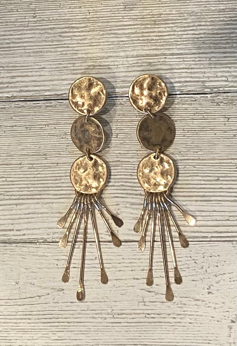 Hammered Coin Starburst Earrings - 2 Colors