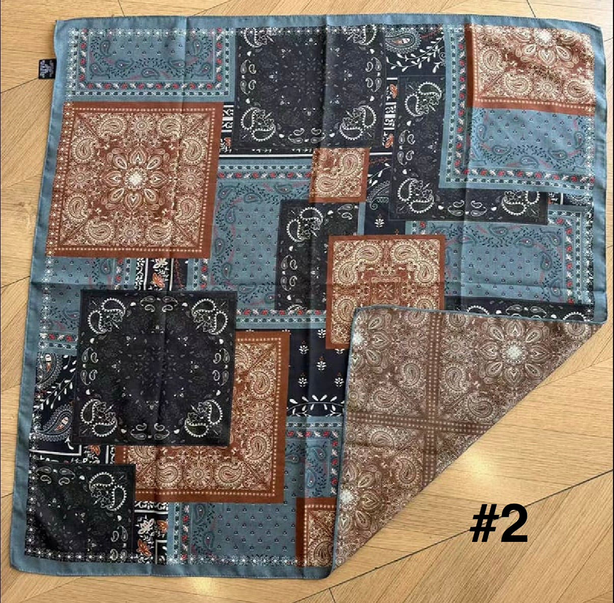 Double Sided Western Paisley Bandana Square Scarf - 35.4in