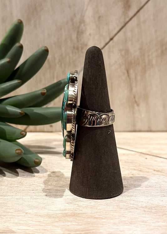 Gold Infused Turquoise Flower Ring