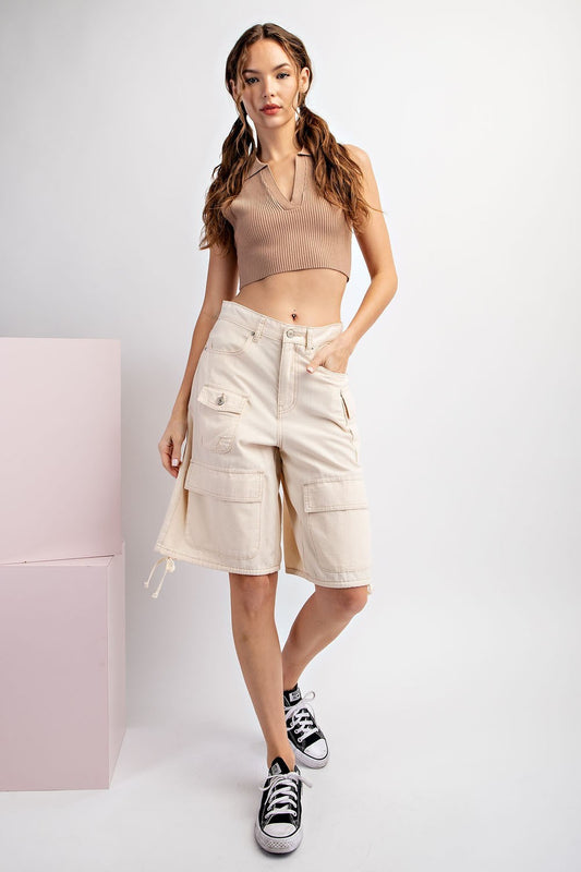 Flap Pocket Cargo Jort Shorts