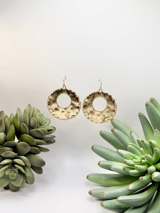 Textured Edge Hoop Earrings - Gold or Silver
