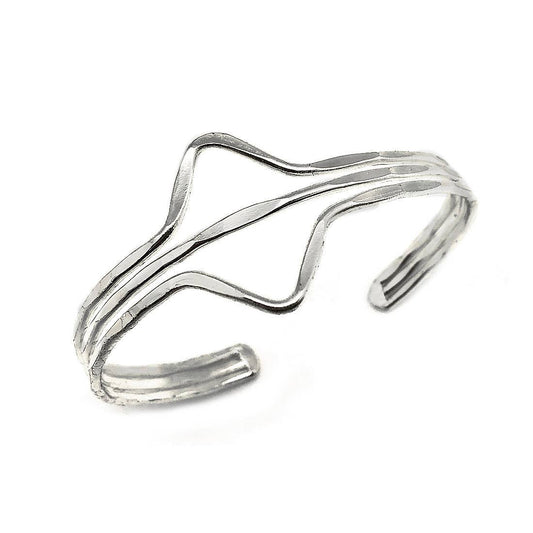 Silver Plated Adjustable Cuff Bracelet - Two Triangles
