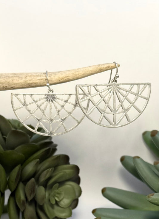 Matte Silver Fan Earrings