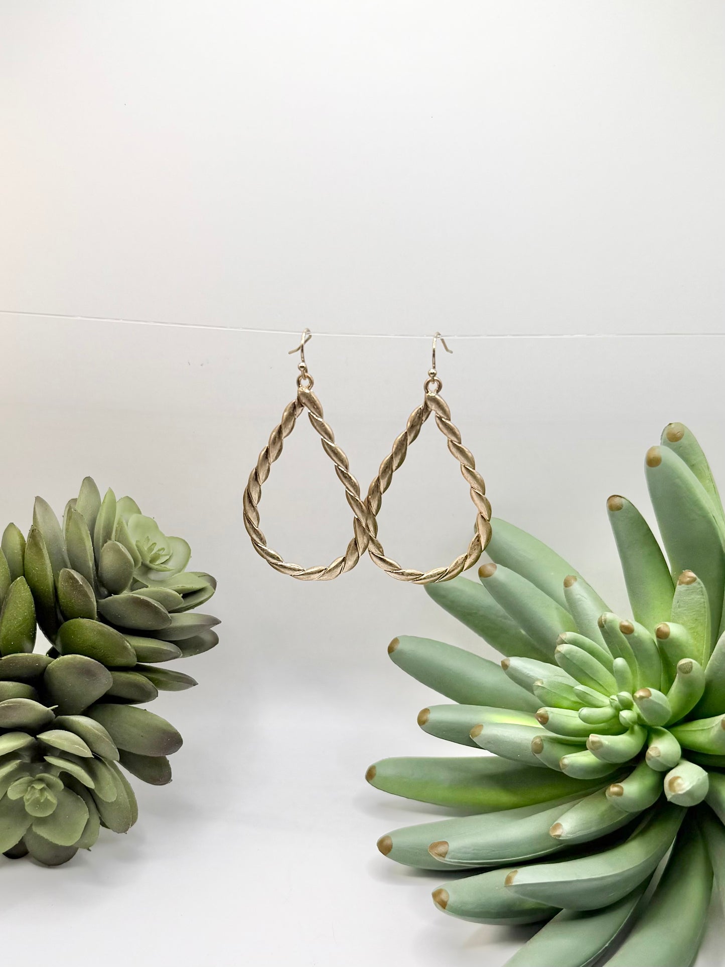 Twisted Gold Teardrop Earrings
