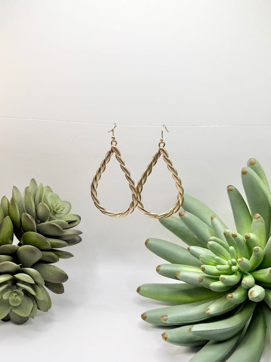 Twisted Gold Teardrop Earrings