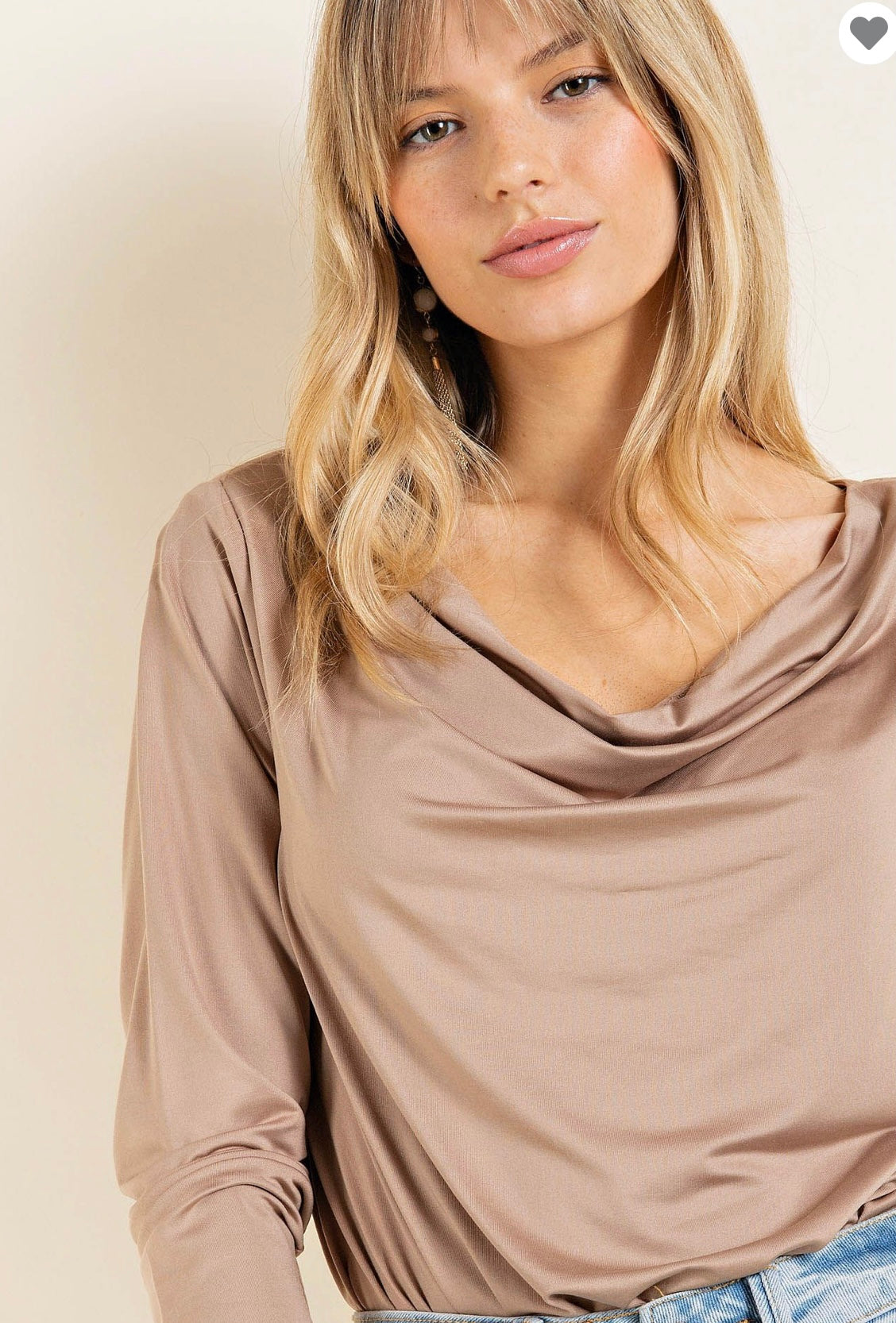 Soft Shine Slinky Cowl Neck Top