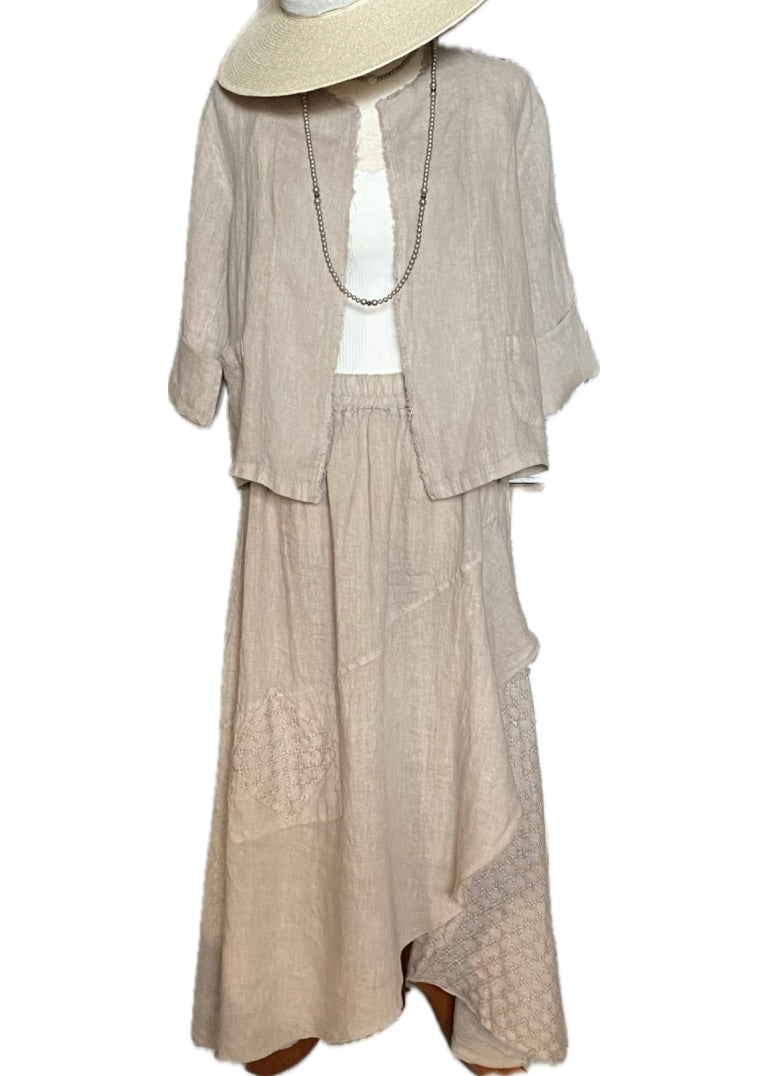 Linen Jacket & Jacquard Skirt