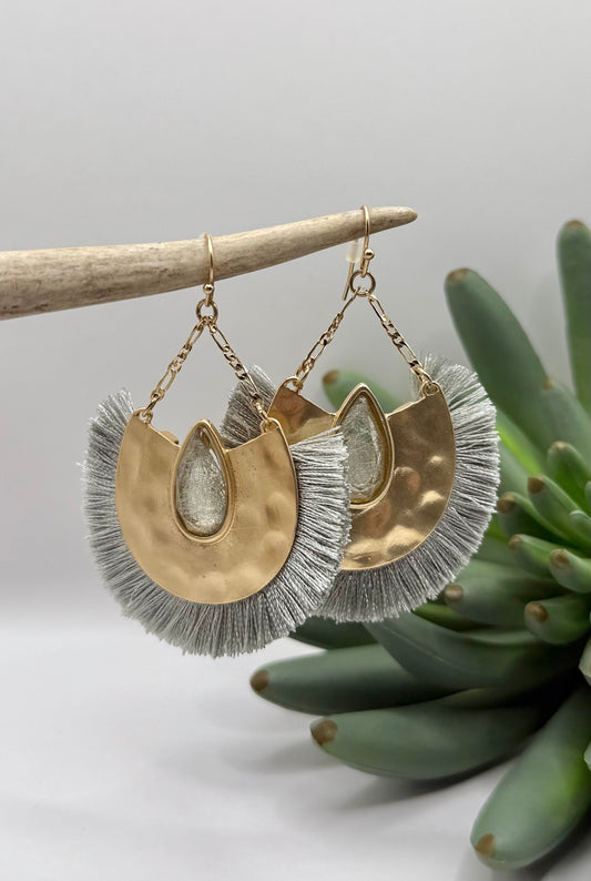 Gold Texture & Fringe Earrings