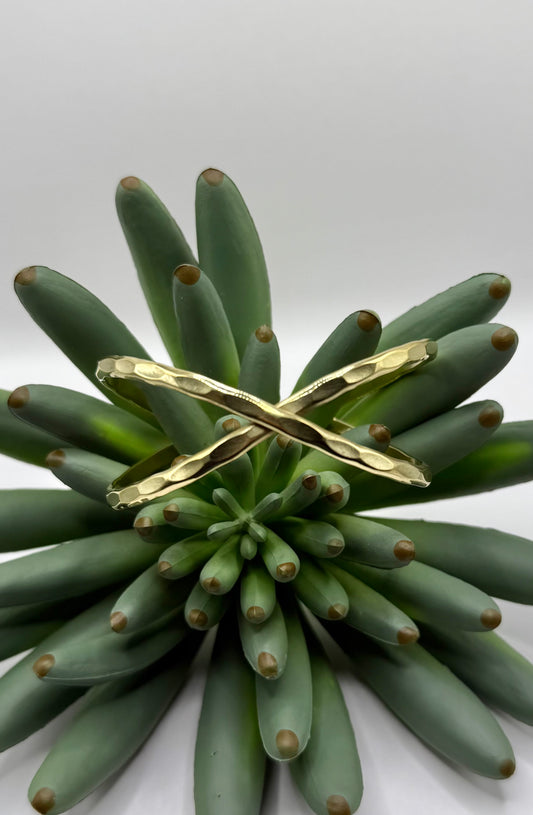 Gold Criss-Cross Hammered Bracelet