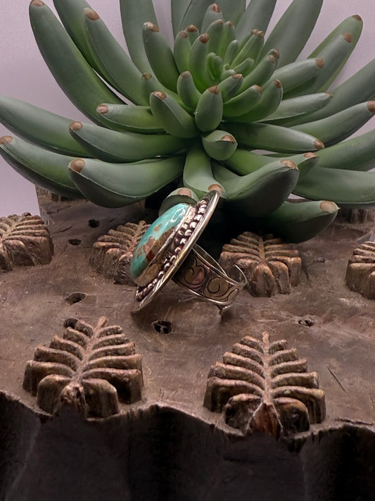 Genuine Turquoise Dot Design Ring