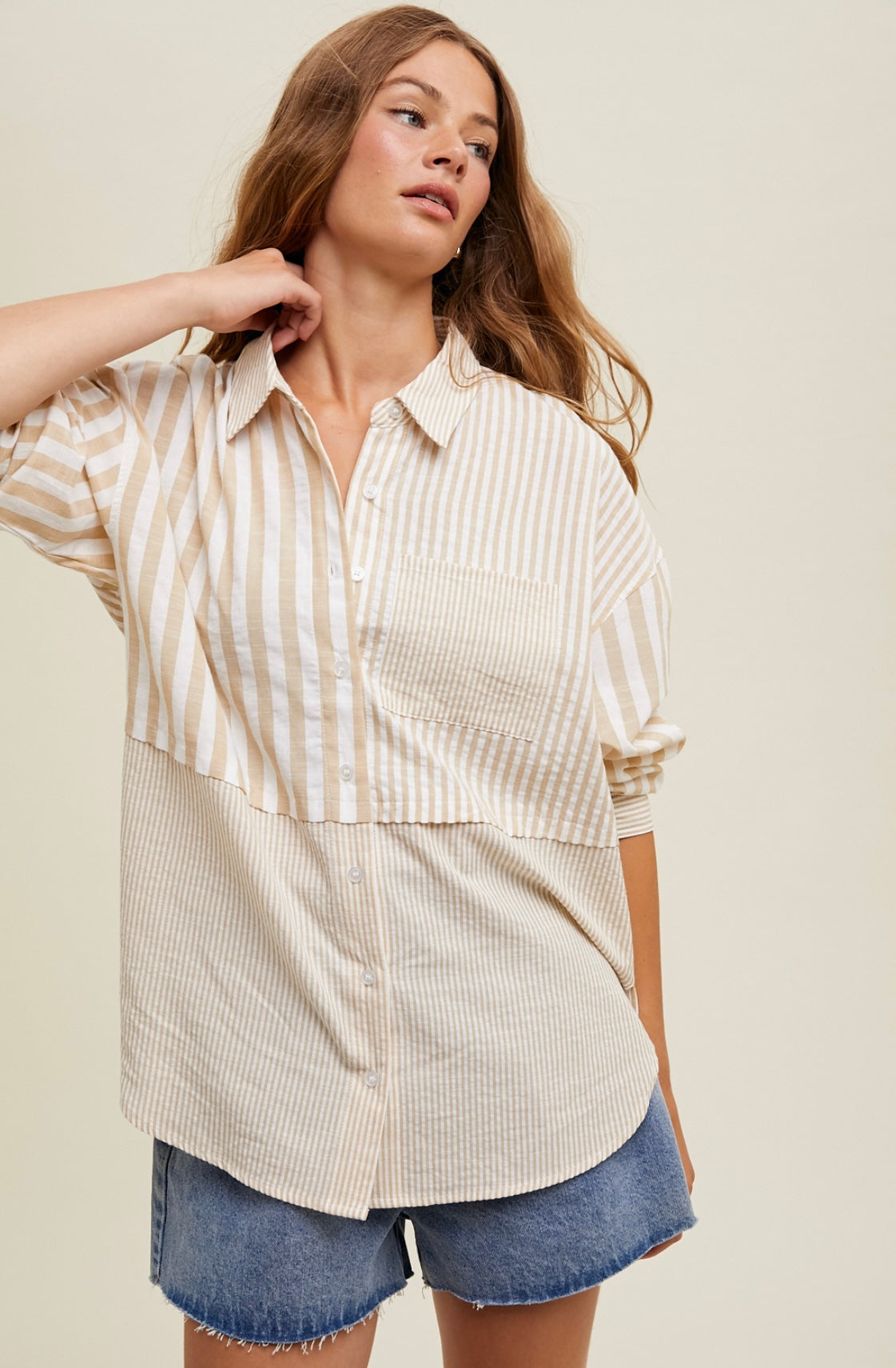 Stripe Block Button Down