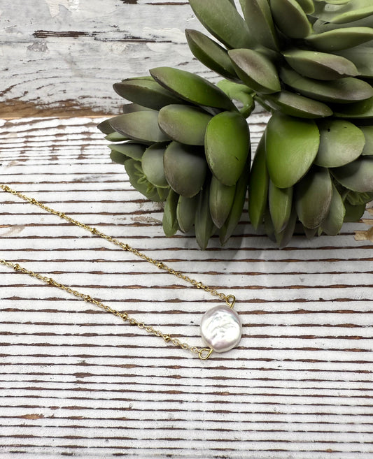 Delicate Gold & Pearl Coin Necklace