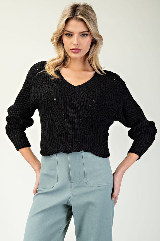 Scallop Bottom Knit Sweater