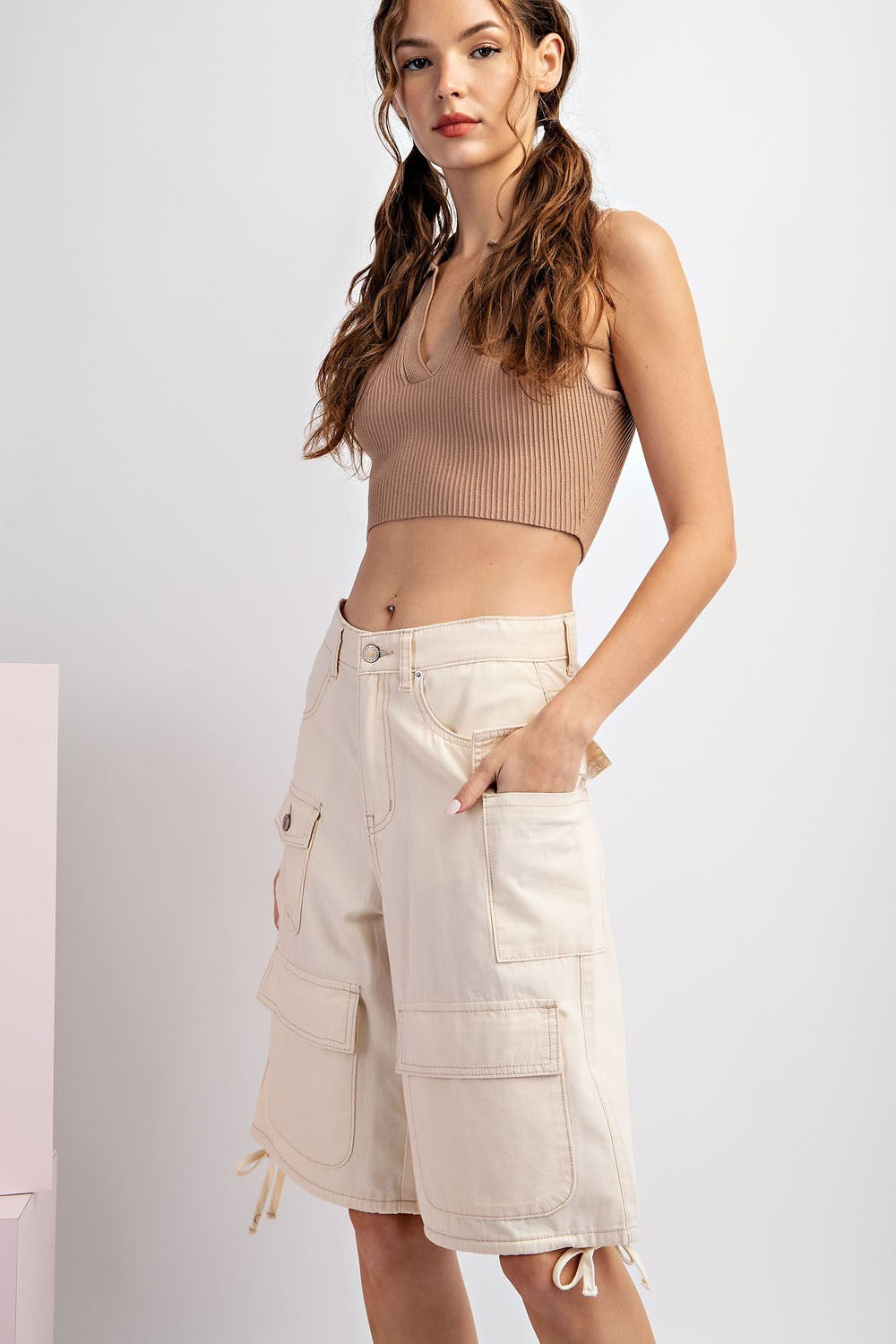 Flap Pocket Cargo Jort Shorts