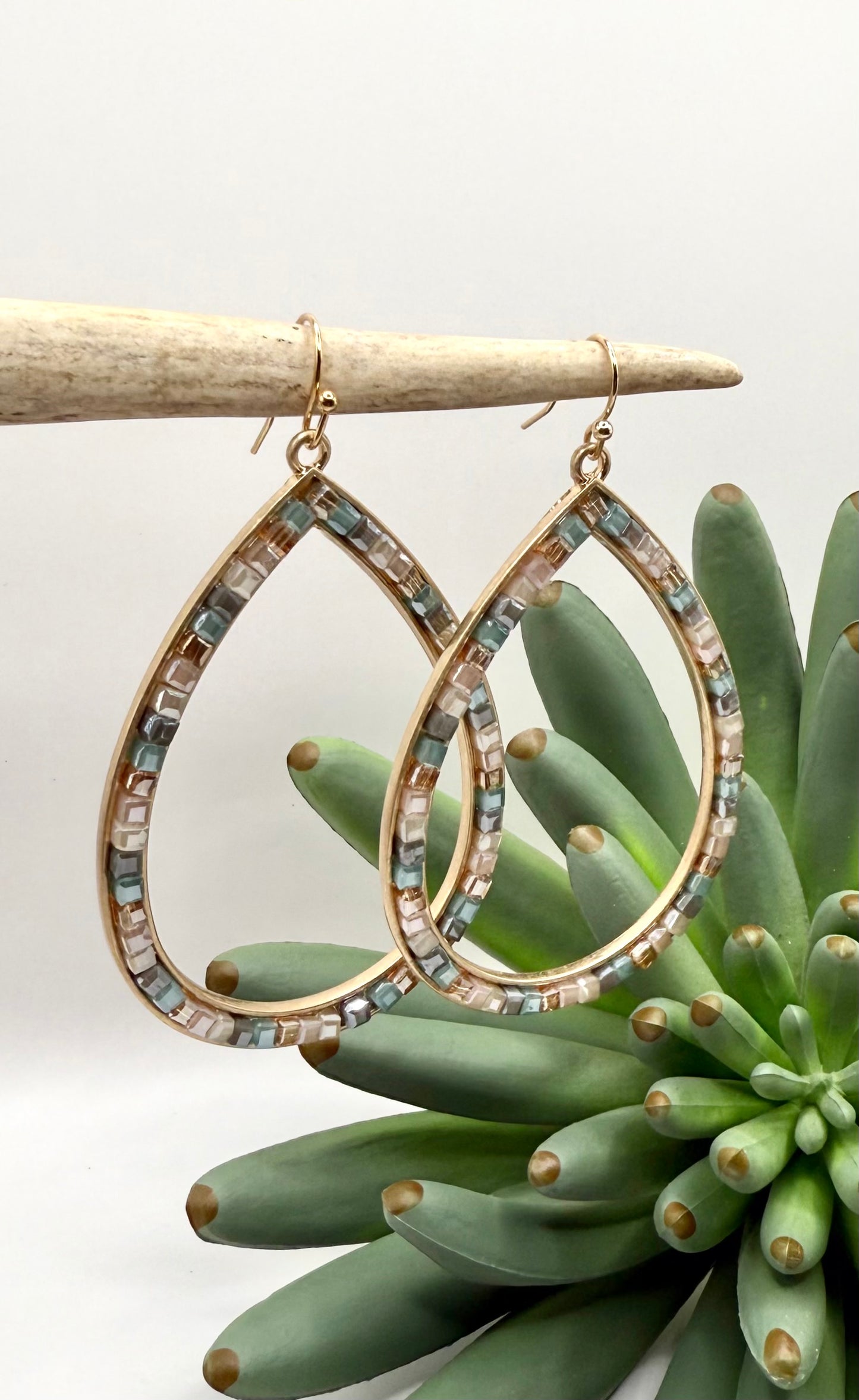 Crystal Teardrop Hoop Earrings - 3 Colors