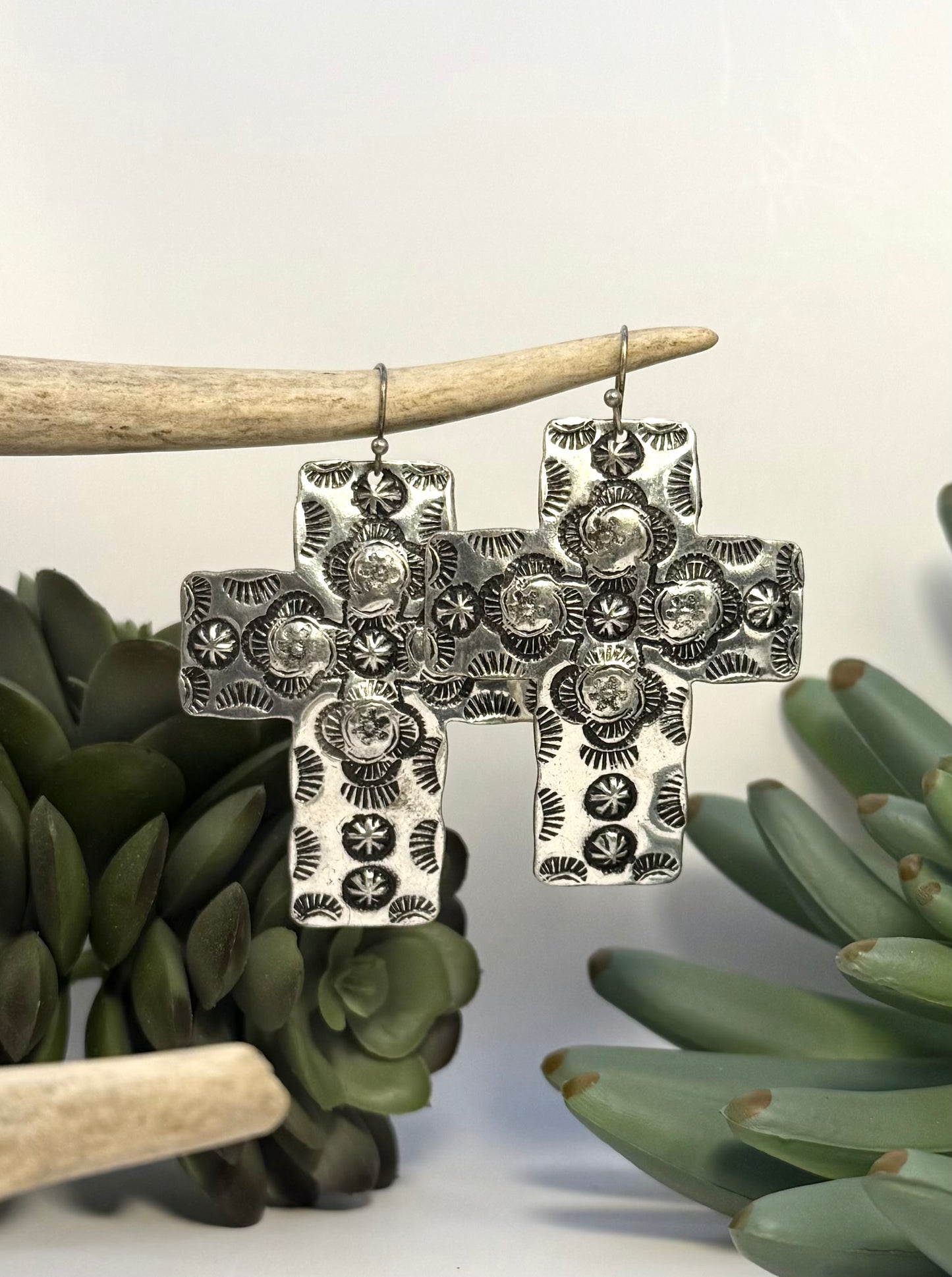 Large Western Cross Earrings