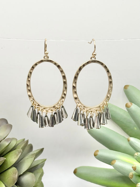 Crystal Tassel Hoop Earrings