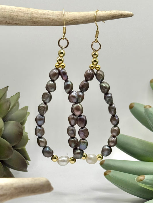 Freshwater Peacock Pearl Hoop Earrings