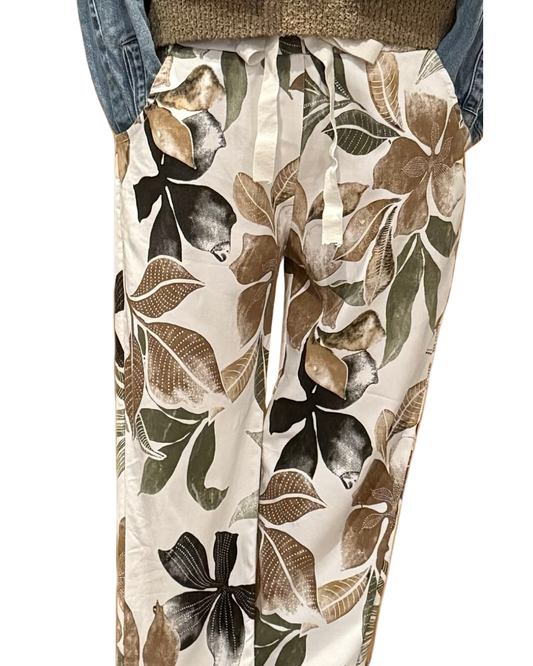 Earthy Floral Stretch Pants