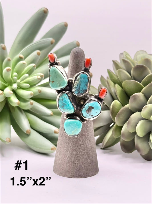 Genuine Turquoise Cactus Ring