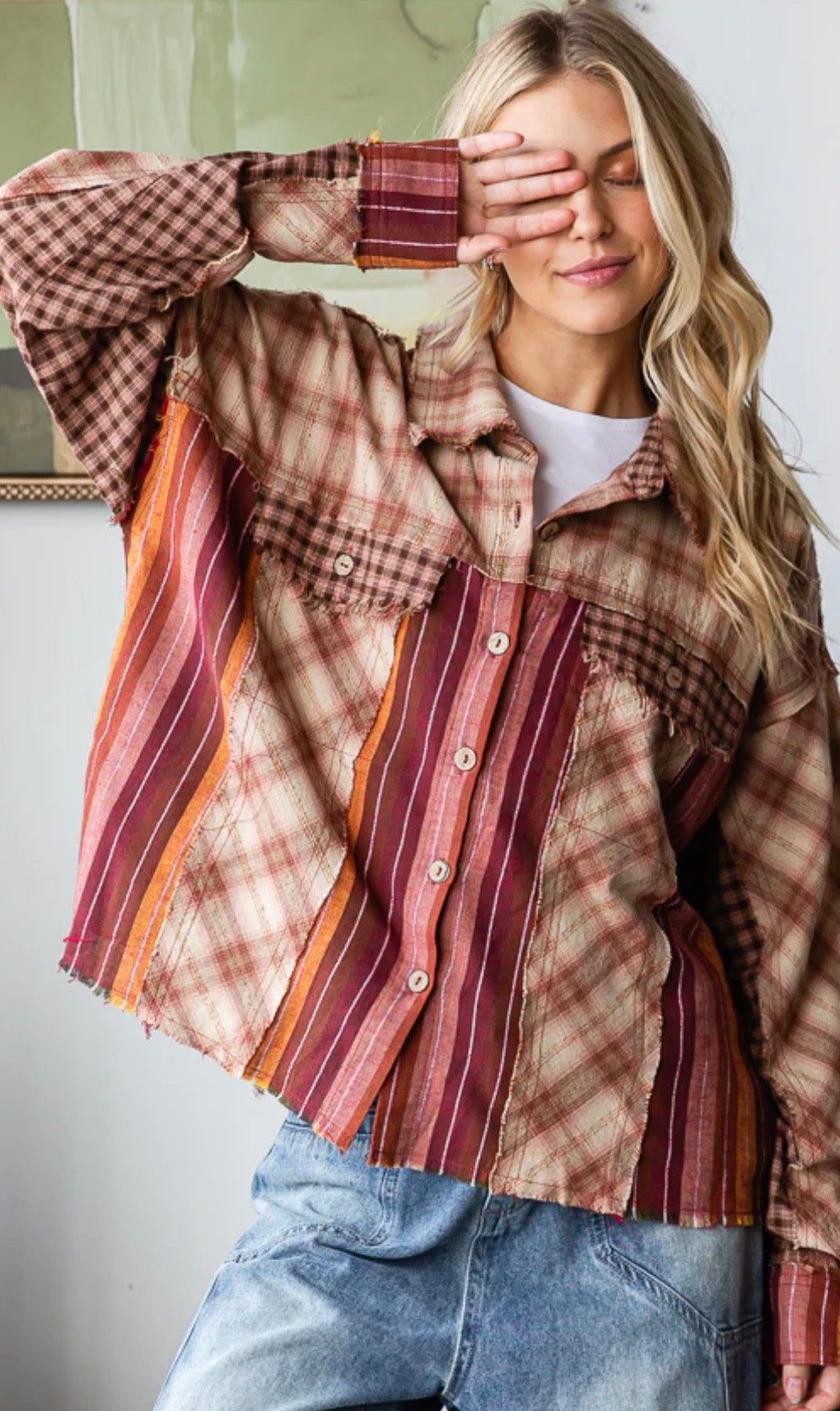 Washed Plaid & Stripe Mixed Shirt - Preorder