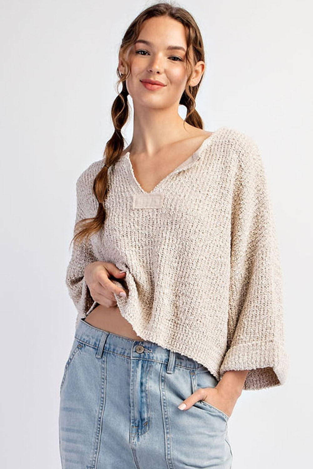 Textured Oatmeal Spring Sweater