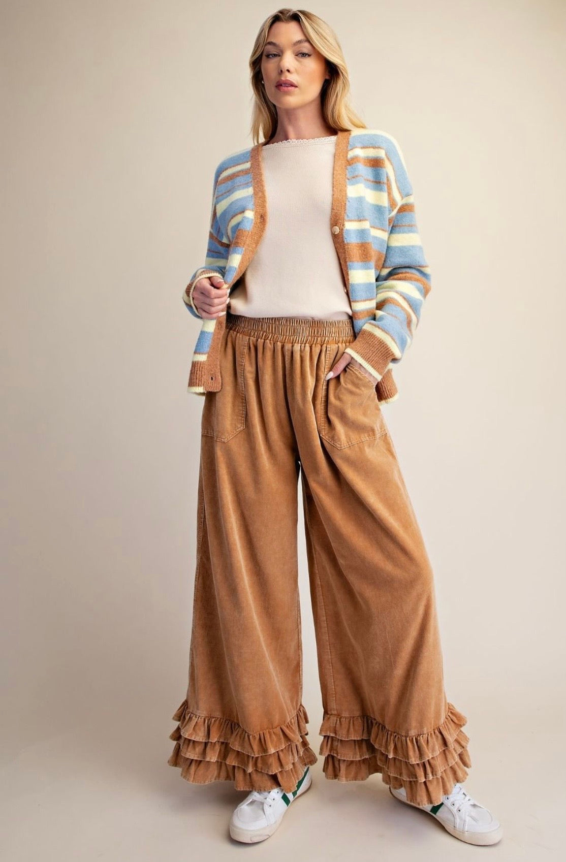 Ruffle Bottom Washed Baby Corduroy Pants