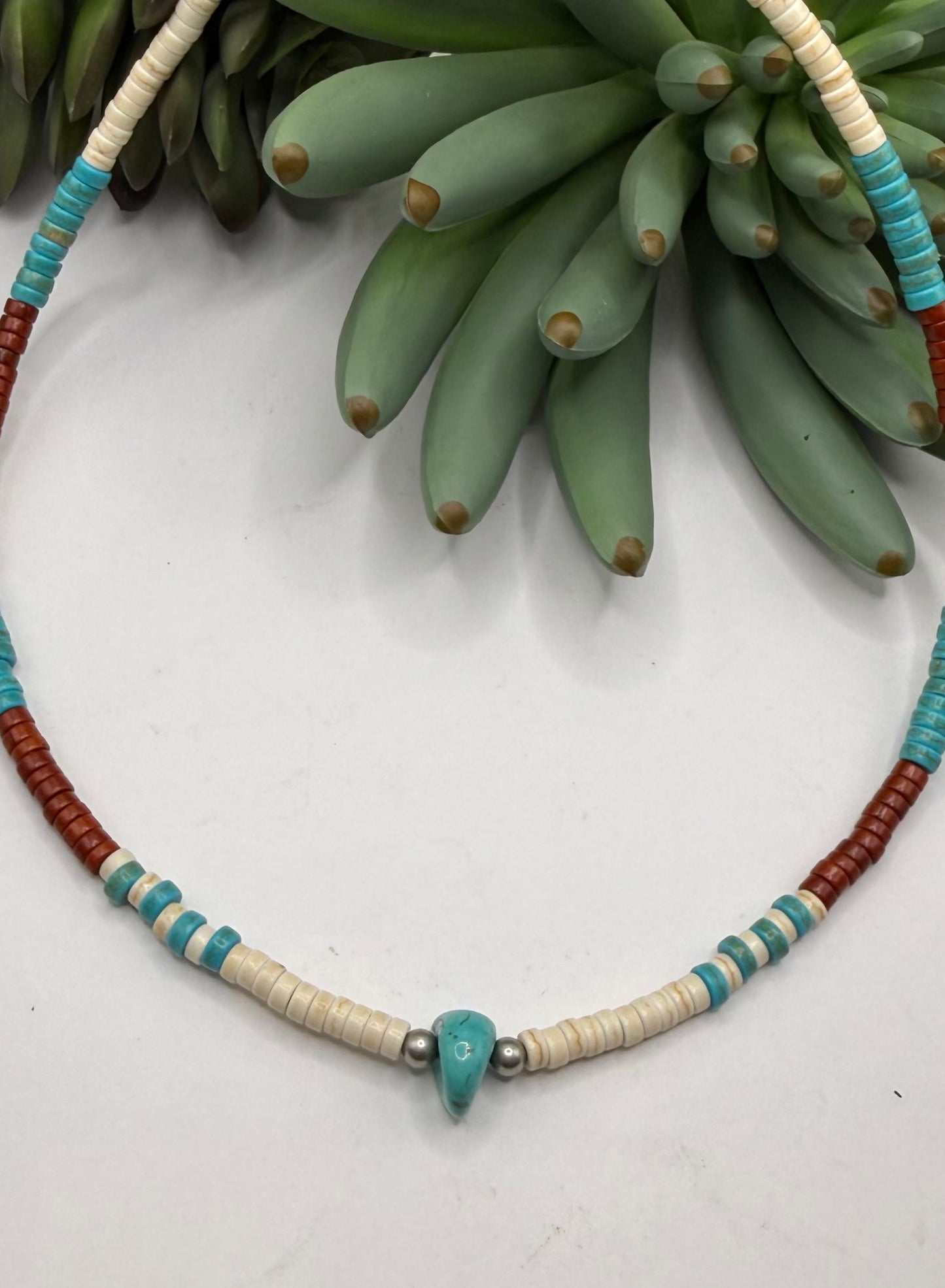 Turquoise Nugget & Heishi Necklace