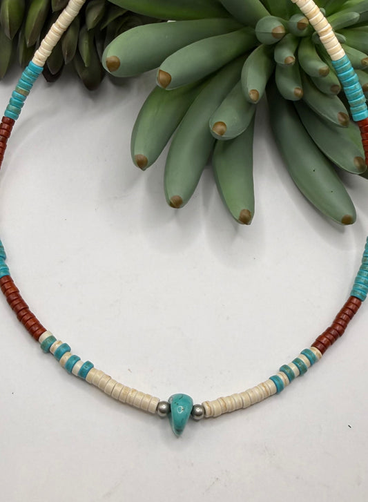 Turquoise Nugget & Heishi Necklace