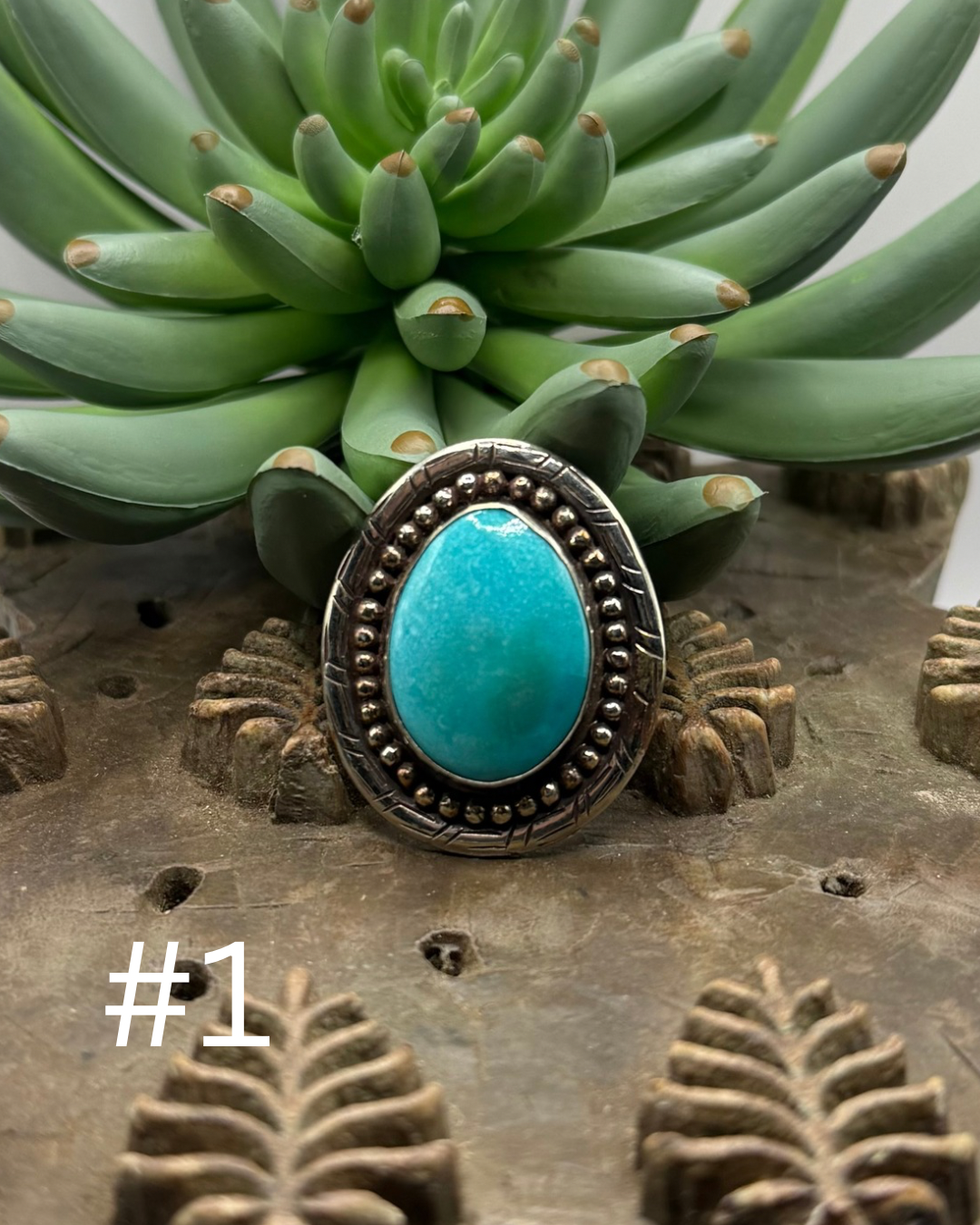 Turquoise Raised Dot Oval Ring