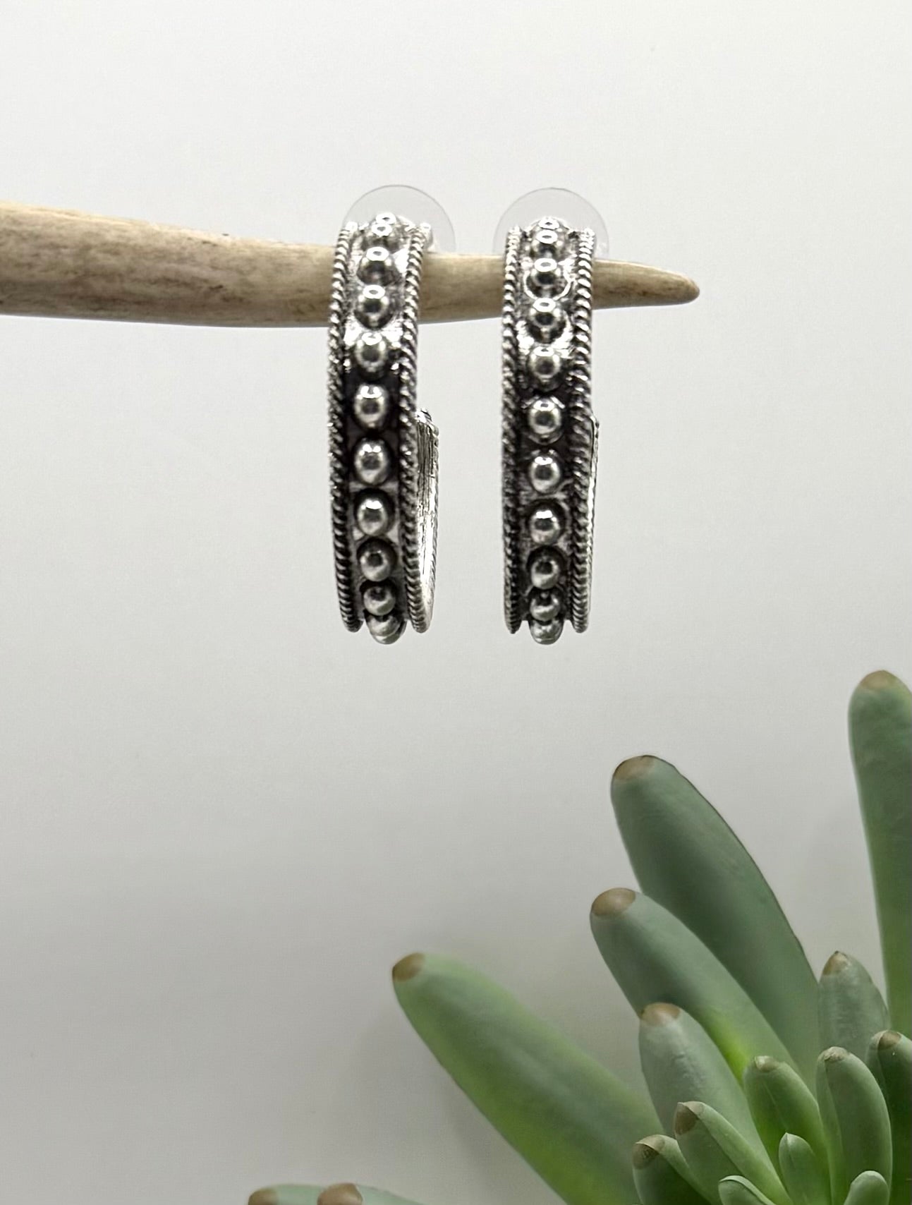 Raised Dot Hoop Earrings