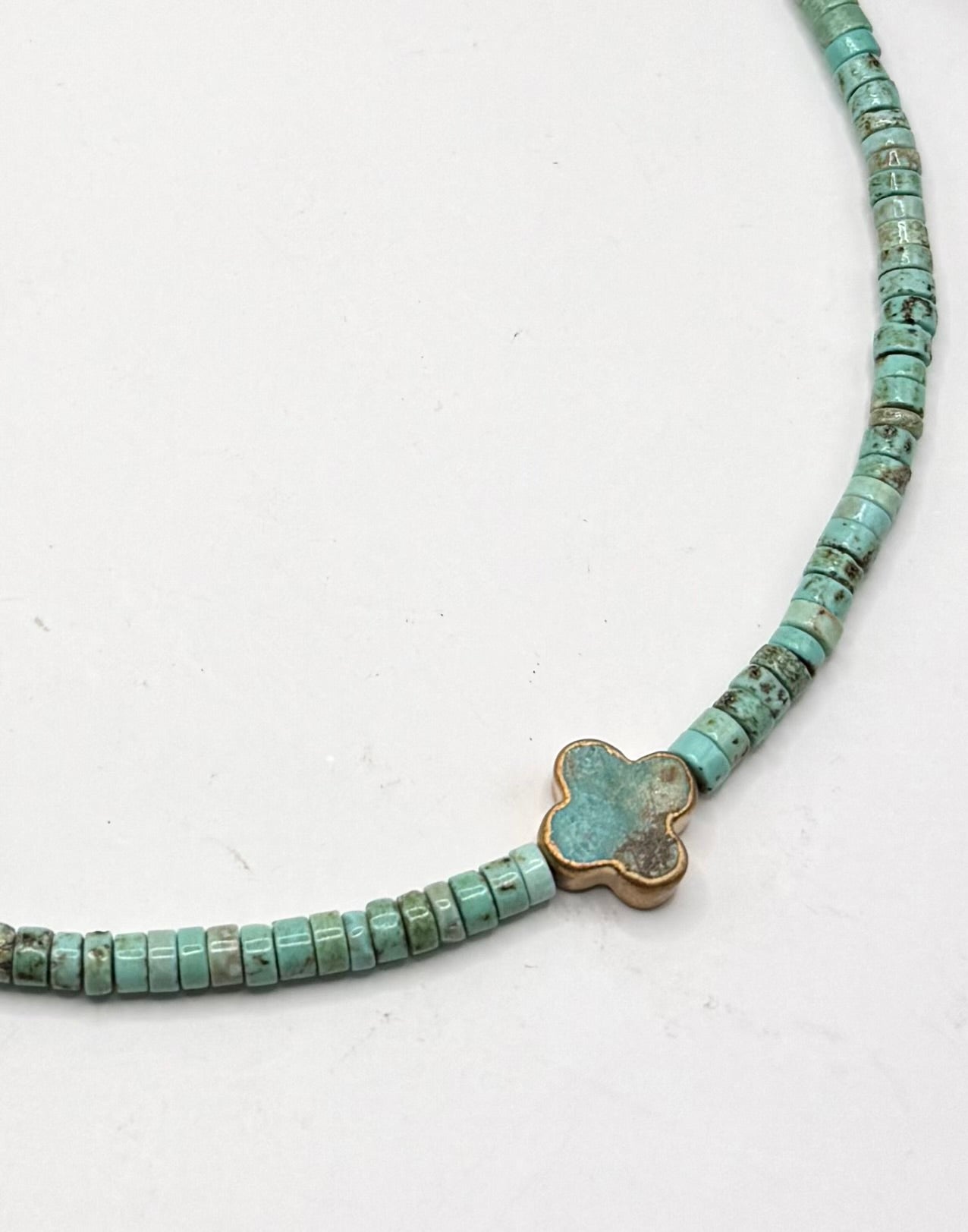 Soft Green Turquoise Clover Necklace