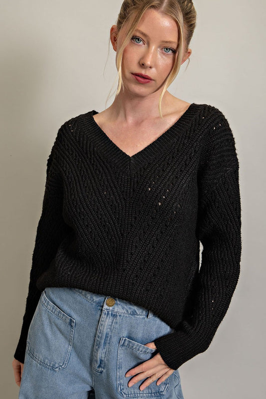 Crochet V-neck Sweater