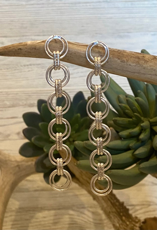 Double Hoop Chain Link Earrings