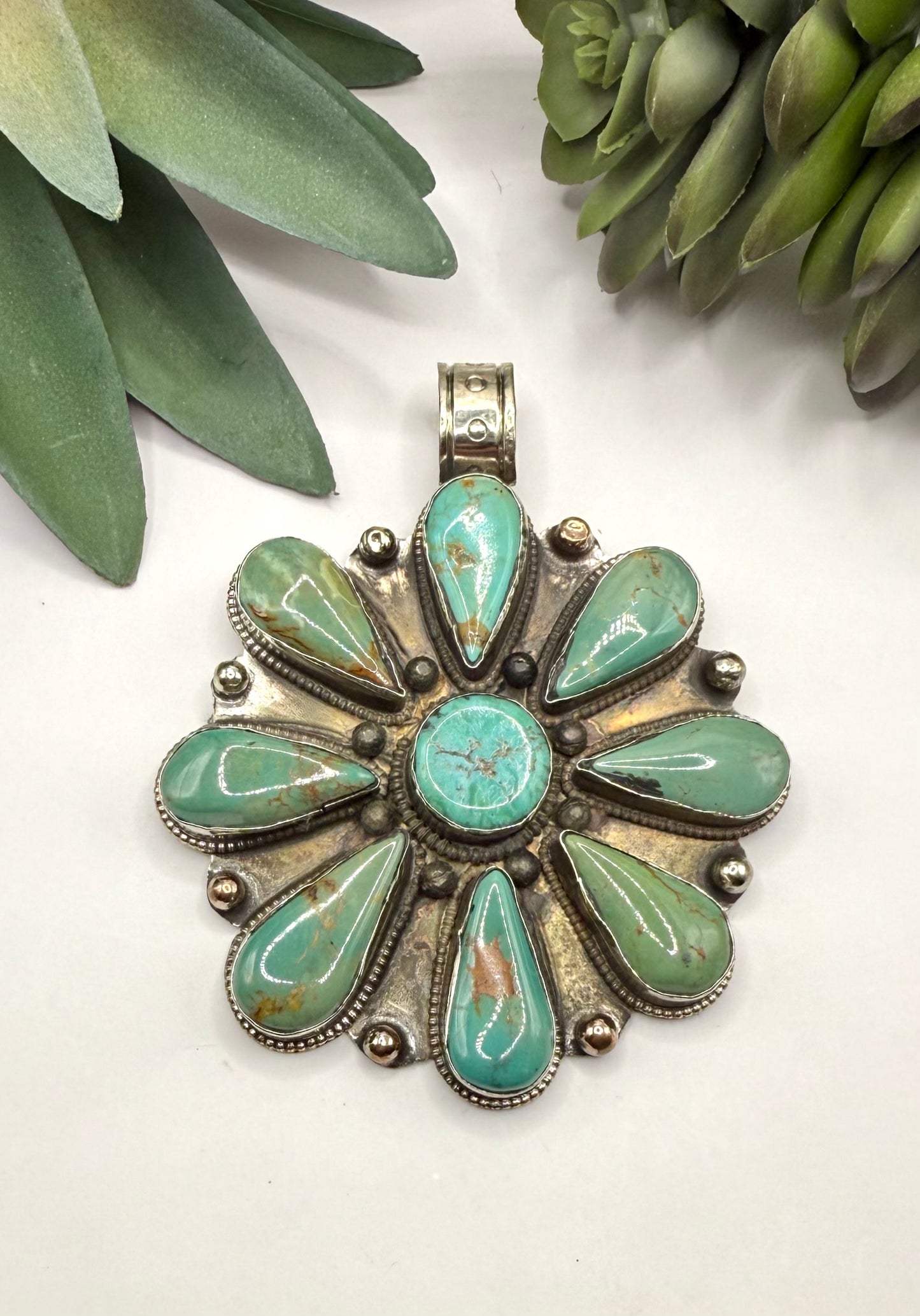 X-Large Turquoise Flower Pendant