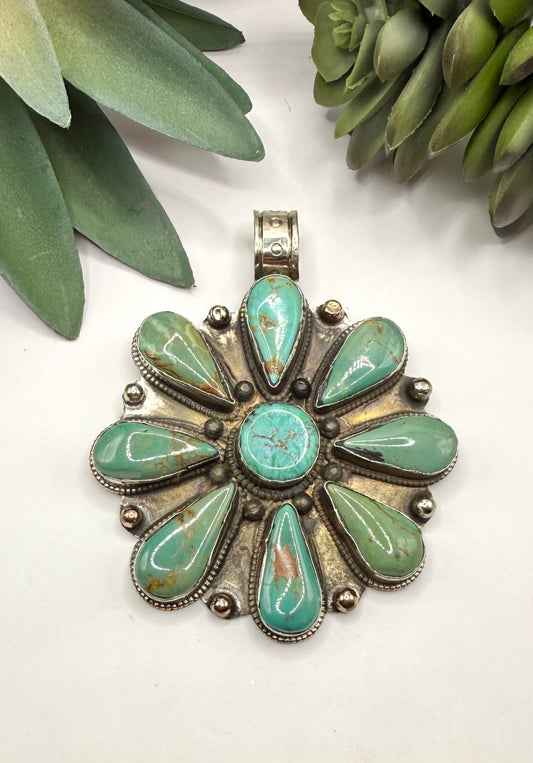 X-Large Turquoise Flower Pendant