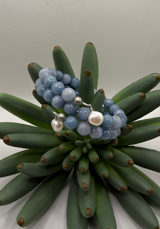 Denim & Pearl Spiral Bracelet