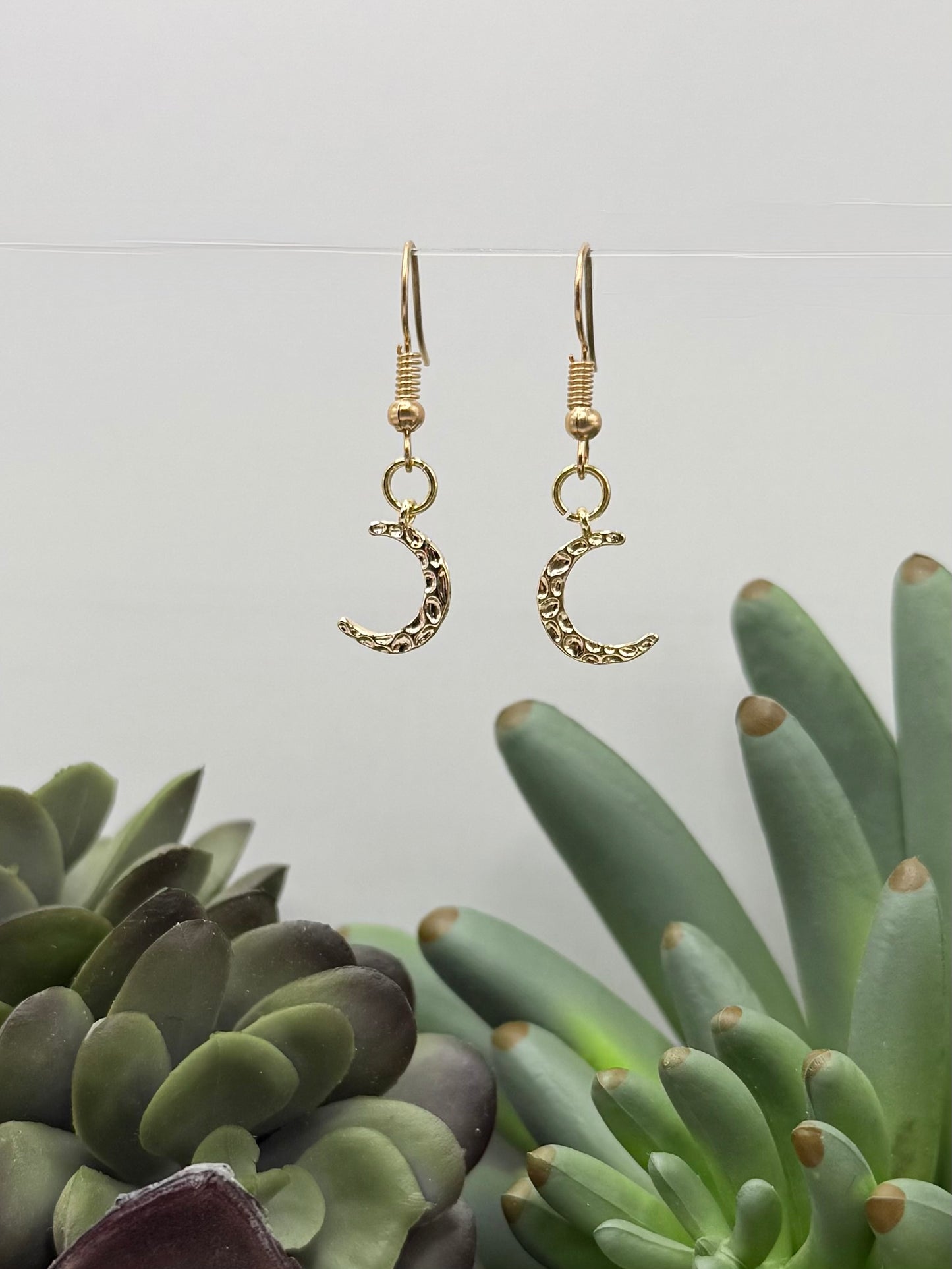 Delicate Textured Crescent Moon Earrings