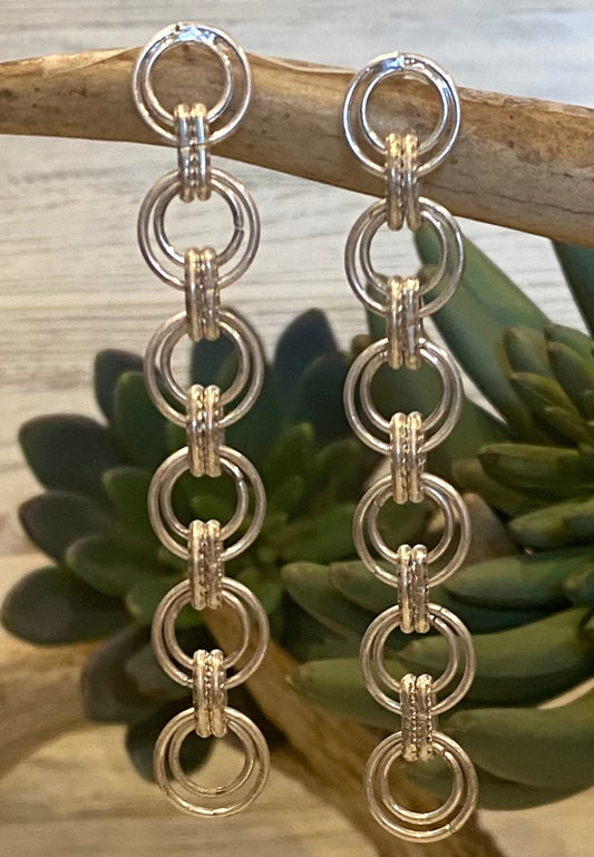 Double Hoop Chain Link Earrings