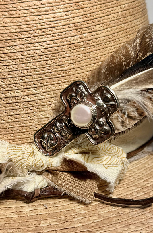 Silver Cross Hatpin - 2 Stone Options