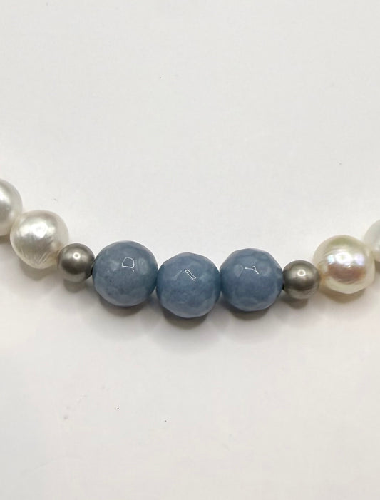 Freshwater Pearl & Denim Blue Necklace