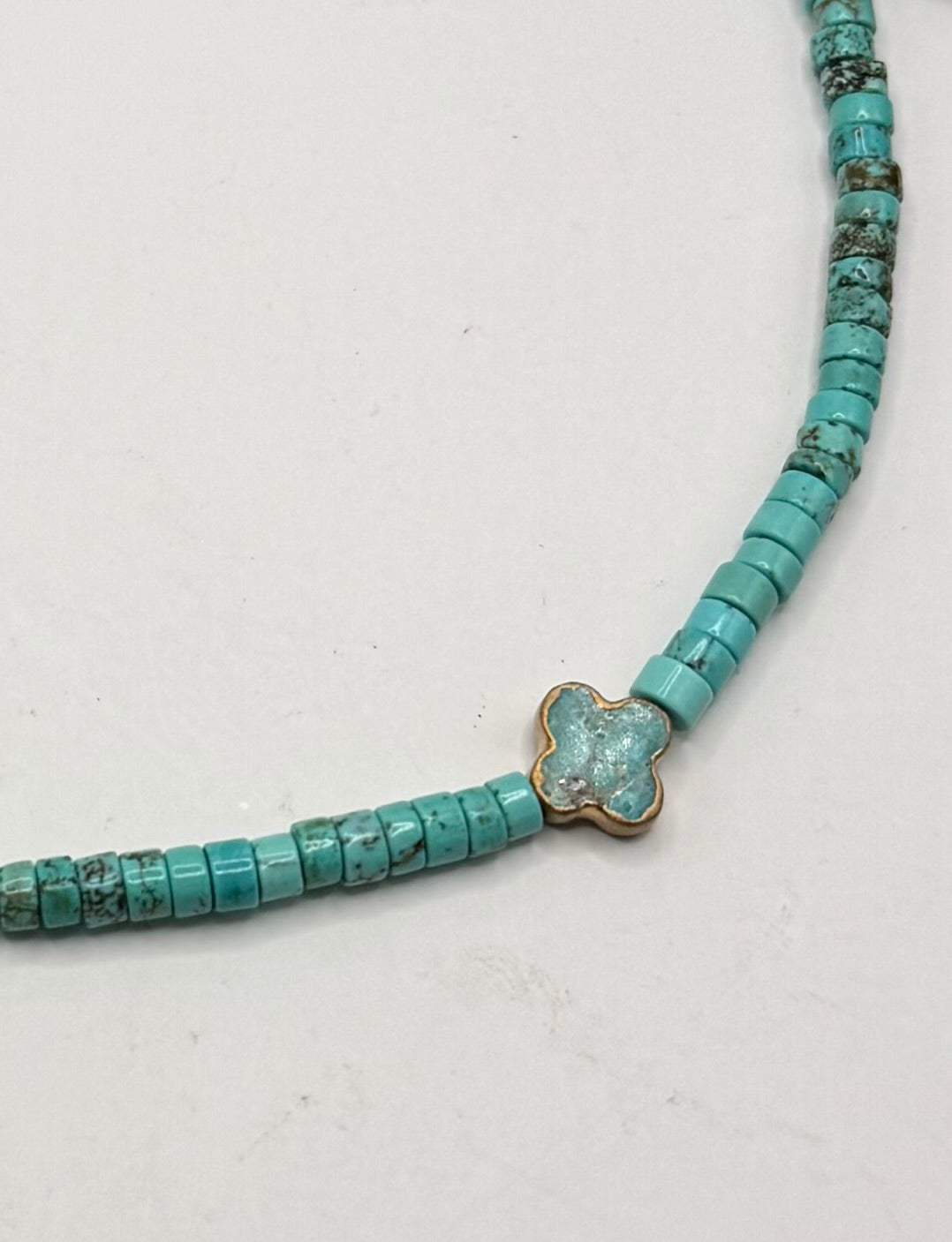 Blue Turquoise Clover Necklace