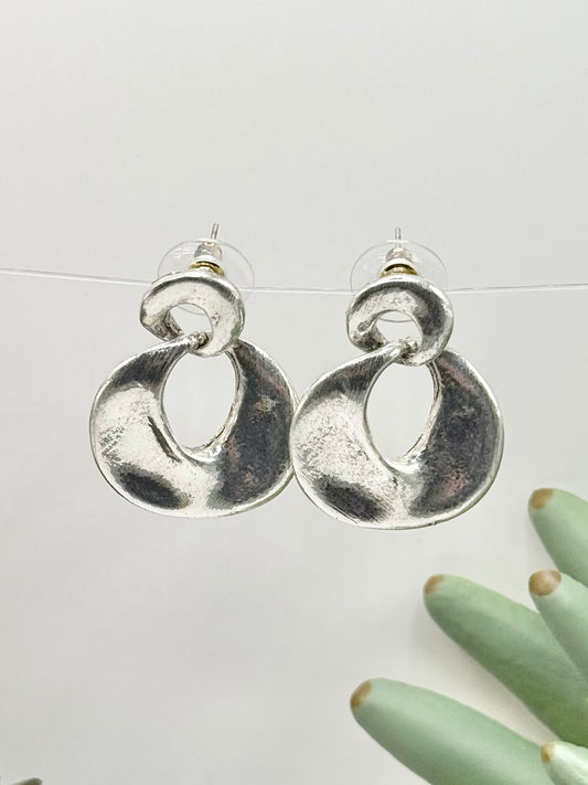 Wavy Hoop Silver Earrings