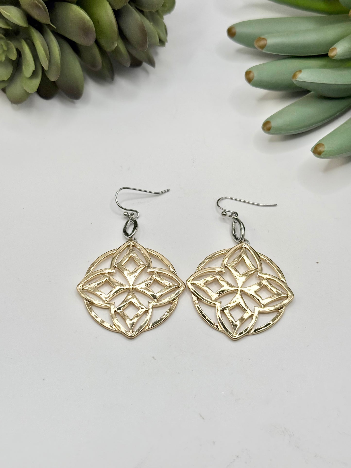 Gold Star Dangle Earrings