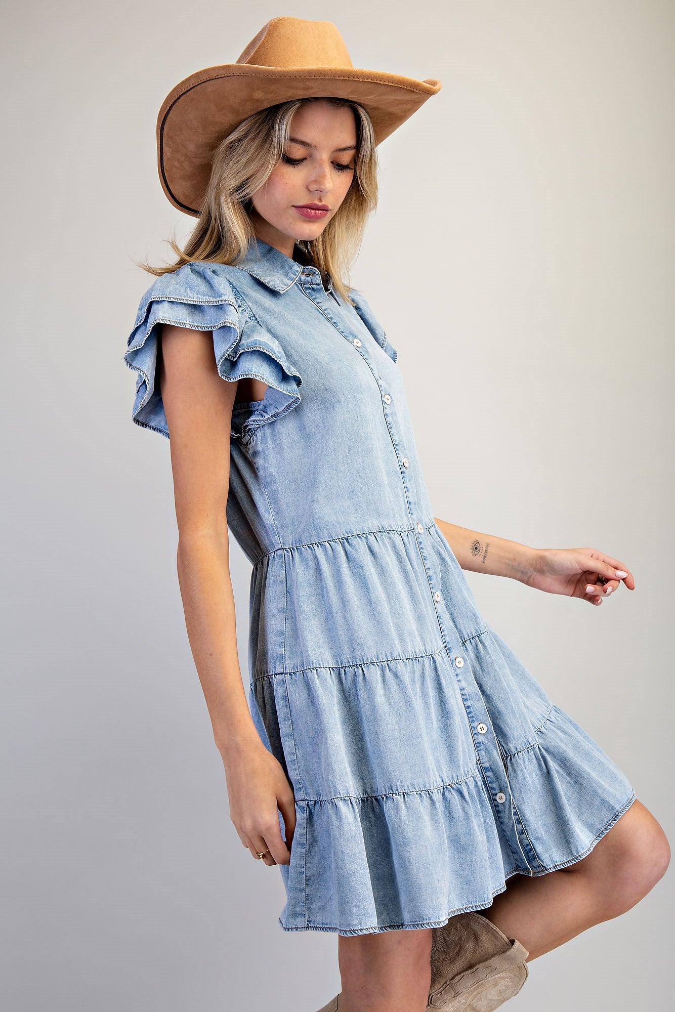 Snow Washed Denim Dress