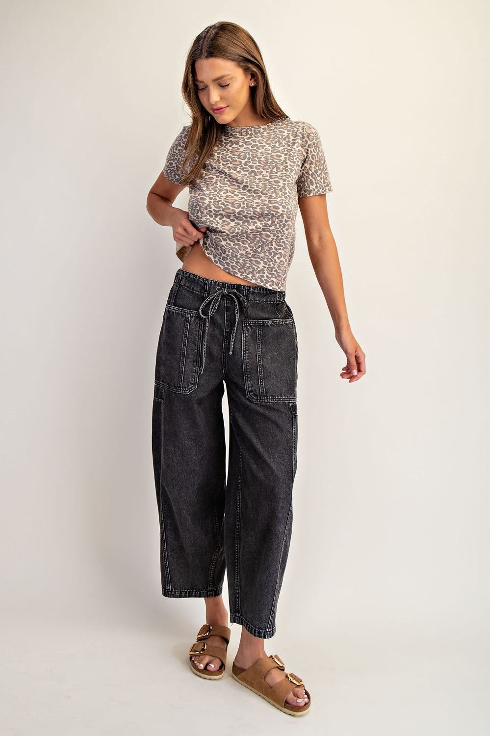 Black Denim Cropped Pants