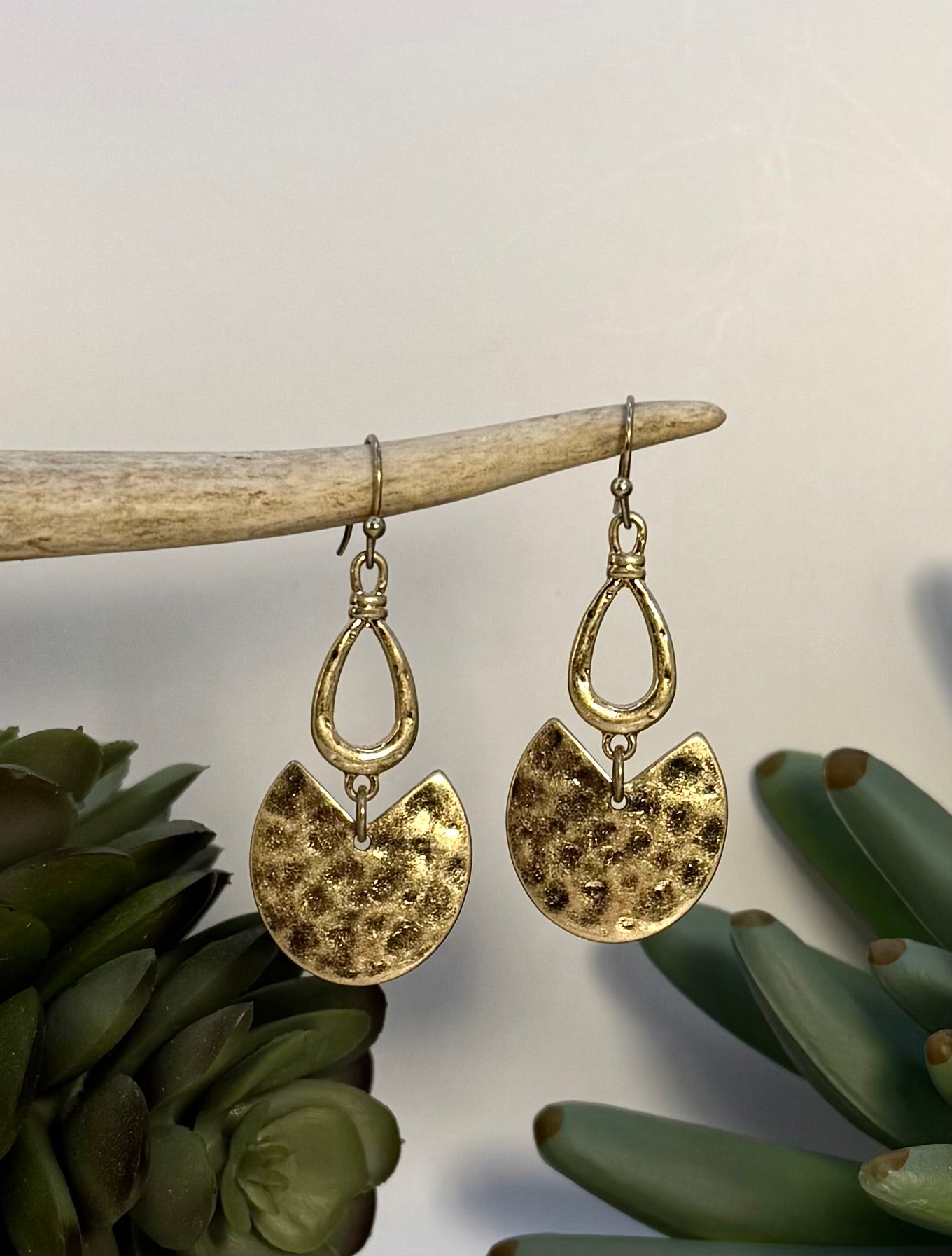 Gold Wedge Cut Earrings